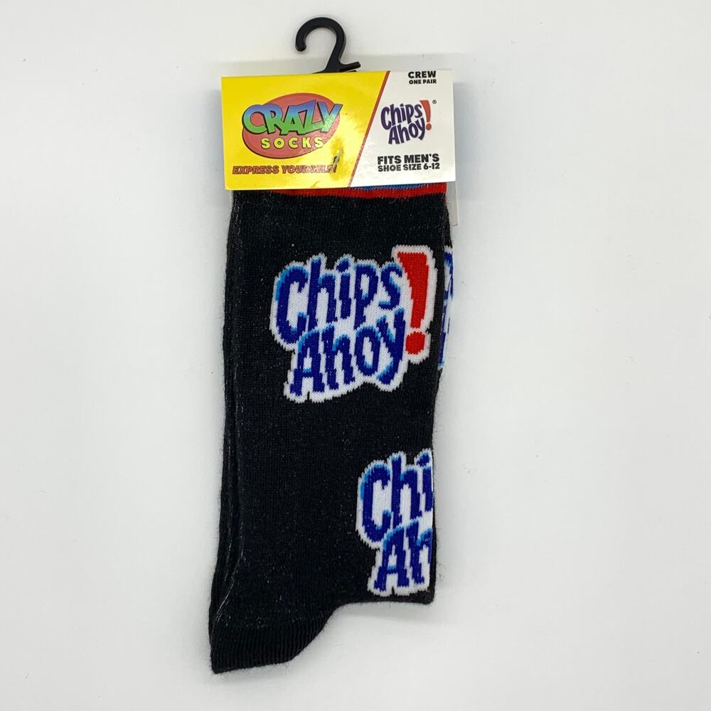 Crazy Socks Chips Ahoy Crew Socks 1 Pair Men's Size 6-12 Fun Cookies